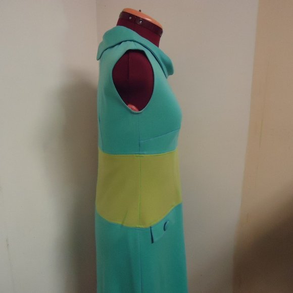 Just Taylor Size 4 Turquoise and Green Cowl Neck Mini Dress - Picture 4 of 9